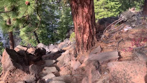 Climbing Down Steep Rocky Mountainside – Whychus Creek – Central Oregon