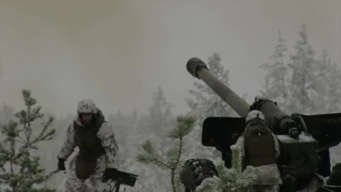 Artillery in action -- training in cold weather