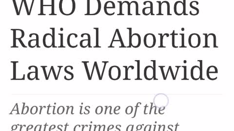 World Health Organisation demands after birth abortion. War on population.