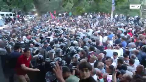 Several injured and arrested as protesters clash with police at rally in Yerevan