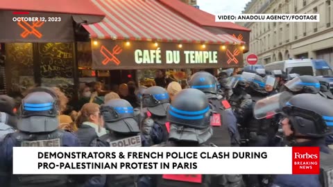 WATCH- Demonstrators Clash With French Police During Pro-Palestinian Protest In Paris