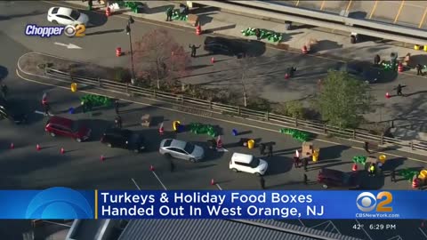 Turkey, holiday food boxes handed out in West Orange, New Jersey
