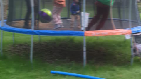 On the Trampoline with the grand-nephews at Ana and Ray's House 2023