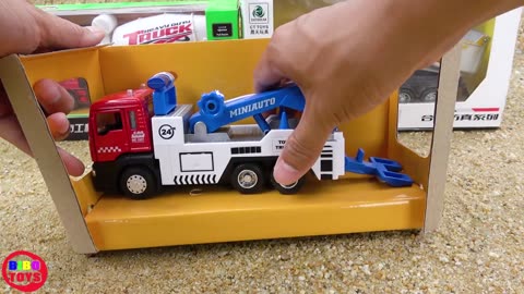 Unboxing Rescue Vehicles Crane Truck, Dump Trucks, Cement Mixer