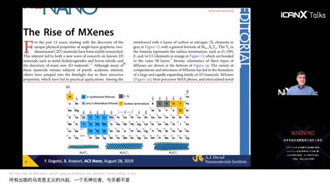 icanX The Rise of MXenes – Impact of Materials Discovery on Technological Progress - Yury Gogotsi 2020
