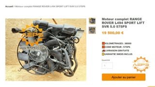 AEPSPIECES.COM - Moteur complet RANGE ROVER L494 SPORT LIFT SVR 5.0 575PS