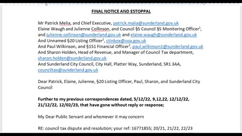 Council Tax; final notice and estopple.
