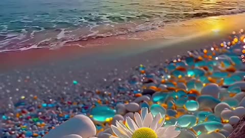 Time: Sleep In The colorful stone beach with Relaxing Music & Water Sounds