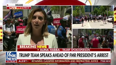 Trump spokesperson Alina Habba makes a statement outside the Miami courthouse