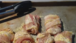 Bacon wrapped chicken thighs