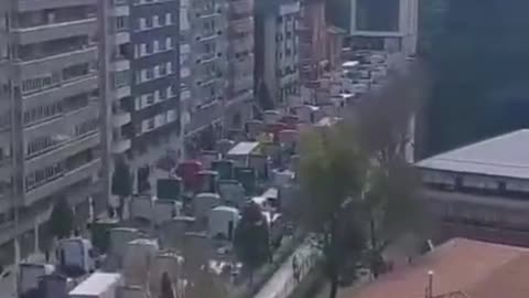 Truck drivers in Spain engage in large protest