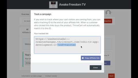 How to use tracking links for your affiliate links for Awake Freedom TV