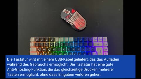 RedThunder K84 Wireless Gaming Keyboard and Mouse Set, QWERTZ German,
