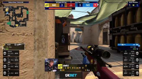 Counter-Strike: Global Offensive - s1mple - 1vs3 clutch (T - bomb planted after 2 clutch, ESLCS