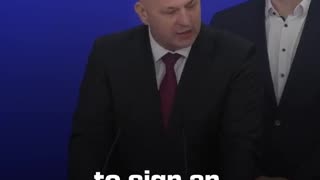 Croatian MEP Mislav Kolakušić in front of the European Parliament