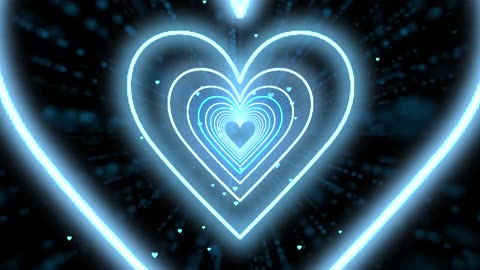 090. Neon Lights Love 090. Heart Tunnel Background💙Blue Heart Heart Background