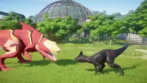 Venom Carnage vs Iron Man vs Superman Dinosaurs Fight in Jurassic World Evolution