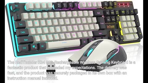 RedThunder K84 80% Rechargeable Wireless Gaming Keyboard, True RGB Backlit Mechanical Touch