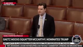 Gaetz Blasts 'Squatter' Kevin McCarthy, Formally Nominates Trump For Speaker