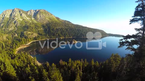 A beautiful aerial shot at dawn over Emerald Bay Lake Tahoe 3