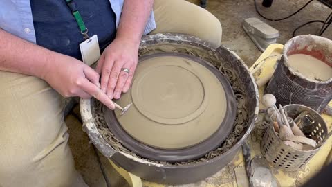 How to trim a Wheel Thrown Plate on the pottery wheel