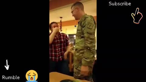 Touching!! soldier returns and surprises his wife who is in a restaurant