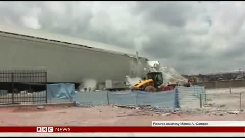 DRAMATIC FOOTAGE SHOWS BRAZIL CRANE COLLAPSE - BBC NEWS