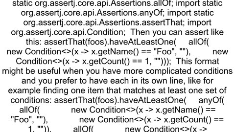 Junit assert that a list contains at least one property that matches some condition