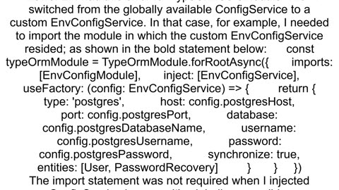 Nest can39t resolve dependencies of the TypeOrmCoreModule