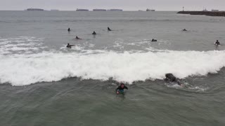 Foil surfing Seal Beach Jetty