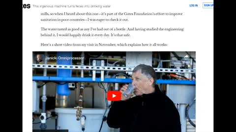 BILL GATES DRINKS WATER MADE FROM FECES 2015, BUT THATS NOT ALL