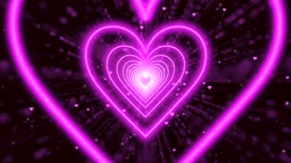 134. 💖Pink Heart Background Neon Lights Love Heart Tunnel Loop