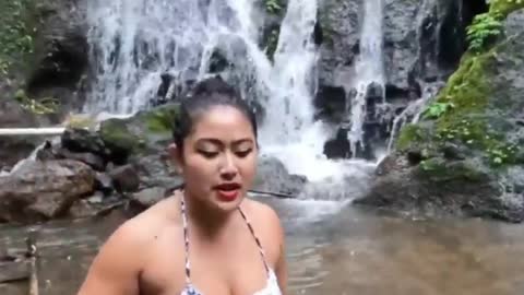 The waterfall here is very clear