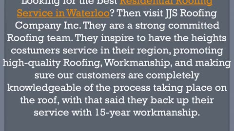 Best Residential Roofing Service in Waterloo