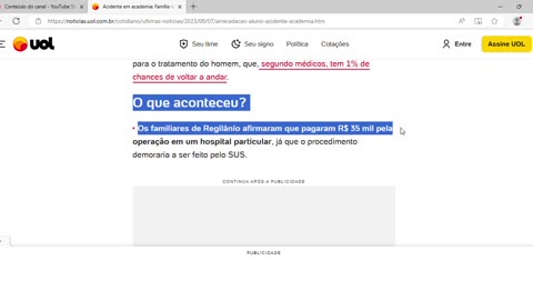 Família faz arrecadação virtual para tratamento de homem ferido em academia