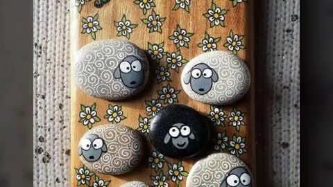 new Beautiful floral pebble paintingcreative Rock painting craft