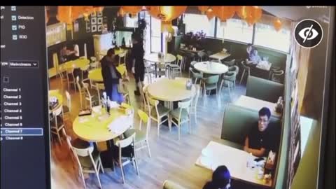 Shooting inside Asian Restaurant CCTV footage