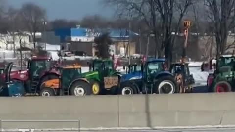Farmers Block US Canadian Border In Sarnia Canada