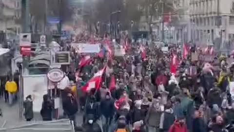 Vienna Austria Protest for Freedom down the streets screaming and chanting