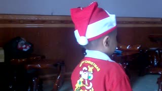 My son dressed in Christmas