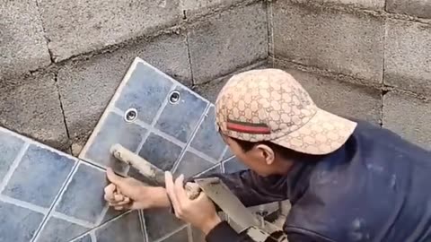 Great tiling skills of a young Man owsum techniques in construction