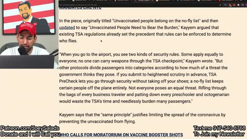 325. Unvaccinated to be put on NO-FLY LIST?