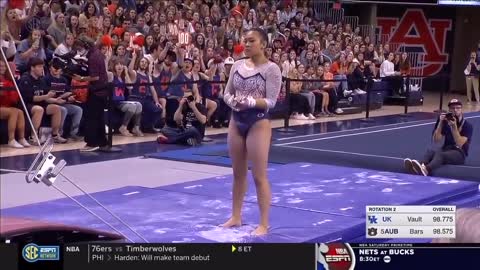 Suni Lee scores perfect 10 on beam and performs first Nabieva skill ever in NCAA gymnastics
