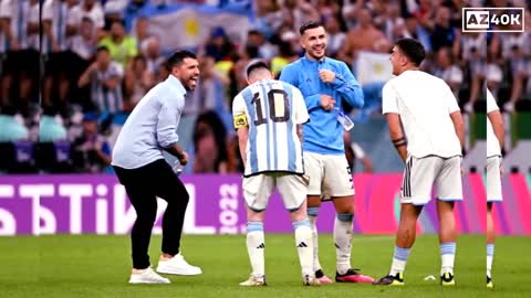 Messi & Aguero Celebrating Argentina Win Over Netherlands in the World Cup Quarterfinals