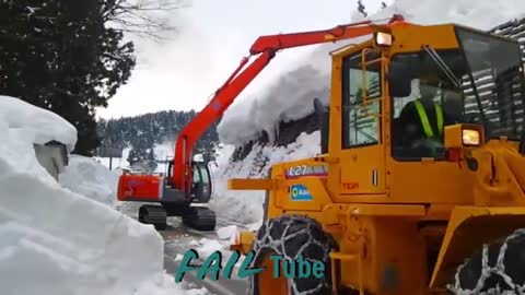 Awesome Roof Snow Removal Tools ! Amazing Snow Sliding Off The Roof