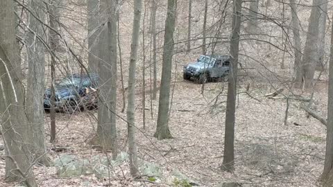 Jeep liberty offroad get huge dent tree limb kicks up, rough trails