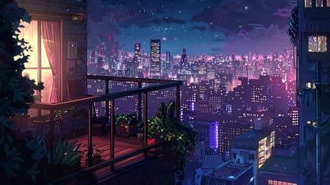 Isolated Balcony 🌃 Chill Night Lofi ~ Lofi Music To Study/ Chill/ Stress Relief