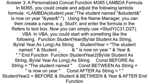 Concatenate function in Excel