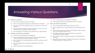 Weekly Webinar #42: “Answering Various Questions”