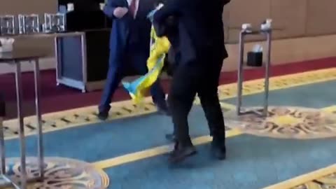 Ukrainian delegate punched a Russian delegate after he grabbed the _Ukraine flag at a summit